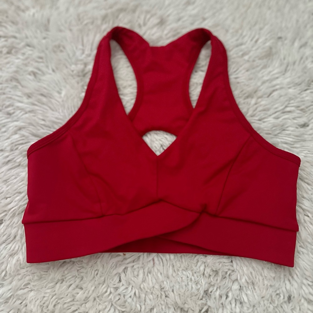 Red sports bra